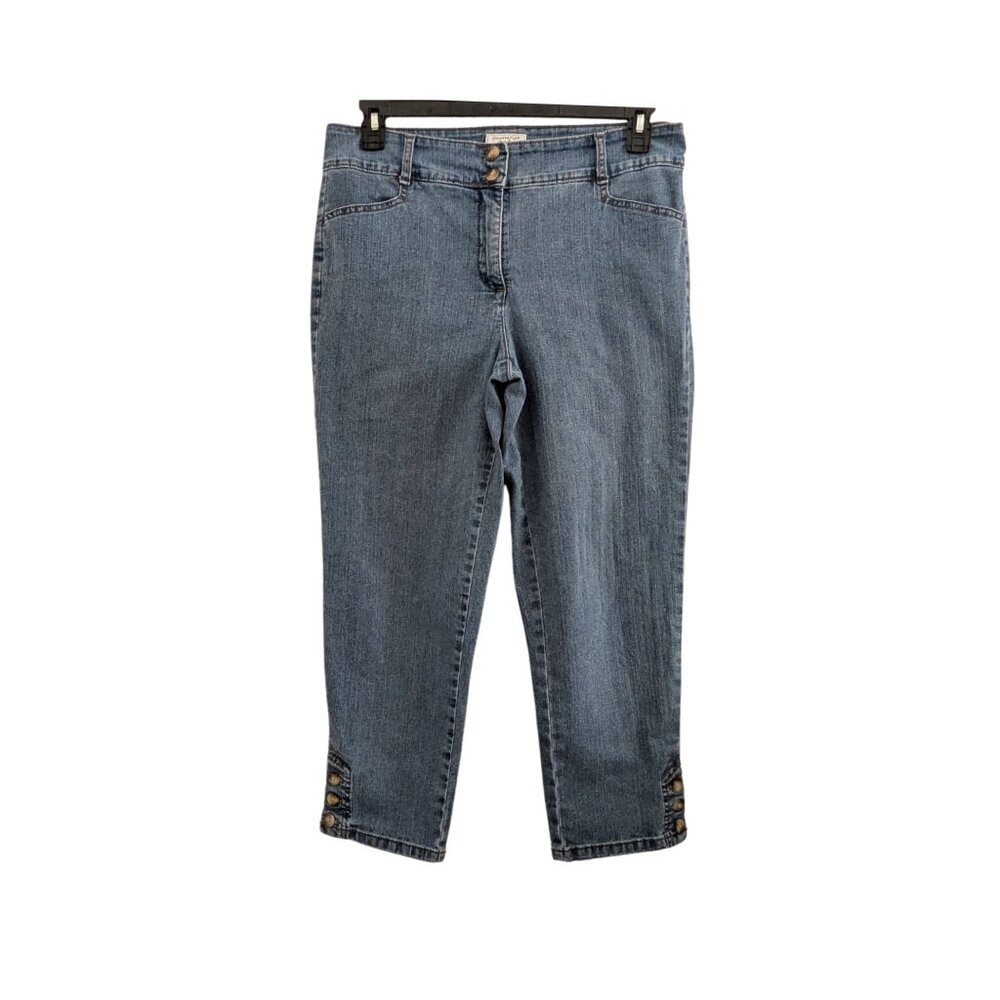 Charter Club Classic Fit Cropped Jeans Size 12 | Stretch Denim | Button Hem - Picture 2 of 4